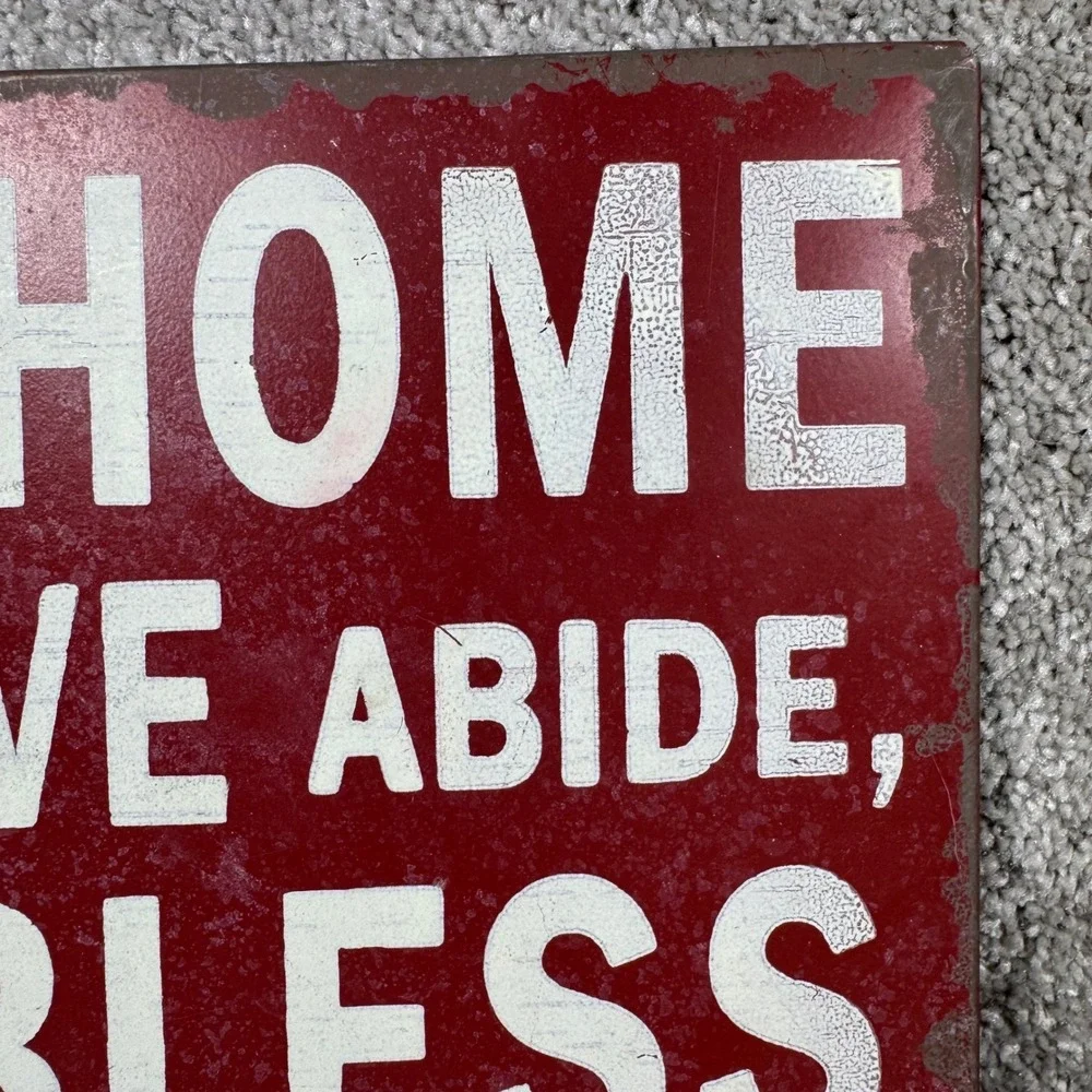 Tin Wall Sign Red Rustic Home Blessing Metal‎ Farmhouse Decor 10x10
